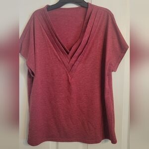 Women's V-Neck Burgundy Top